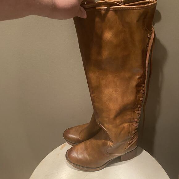 Women's ETC Knee High Boots Tie In Back Size 7/8M - Picture 3 of 7